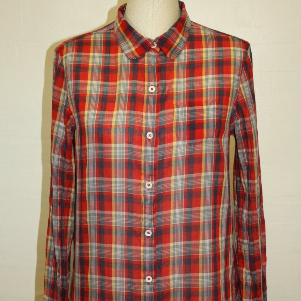 PAPER BOY RED PLAID LONG SLEEVE SHIRT TOP BLOUSE - MEDIUM 4 6
